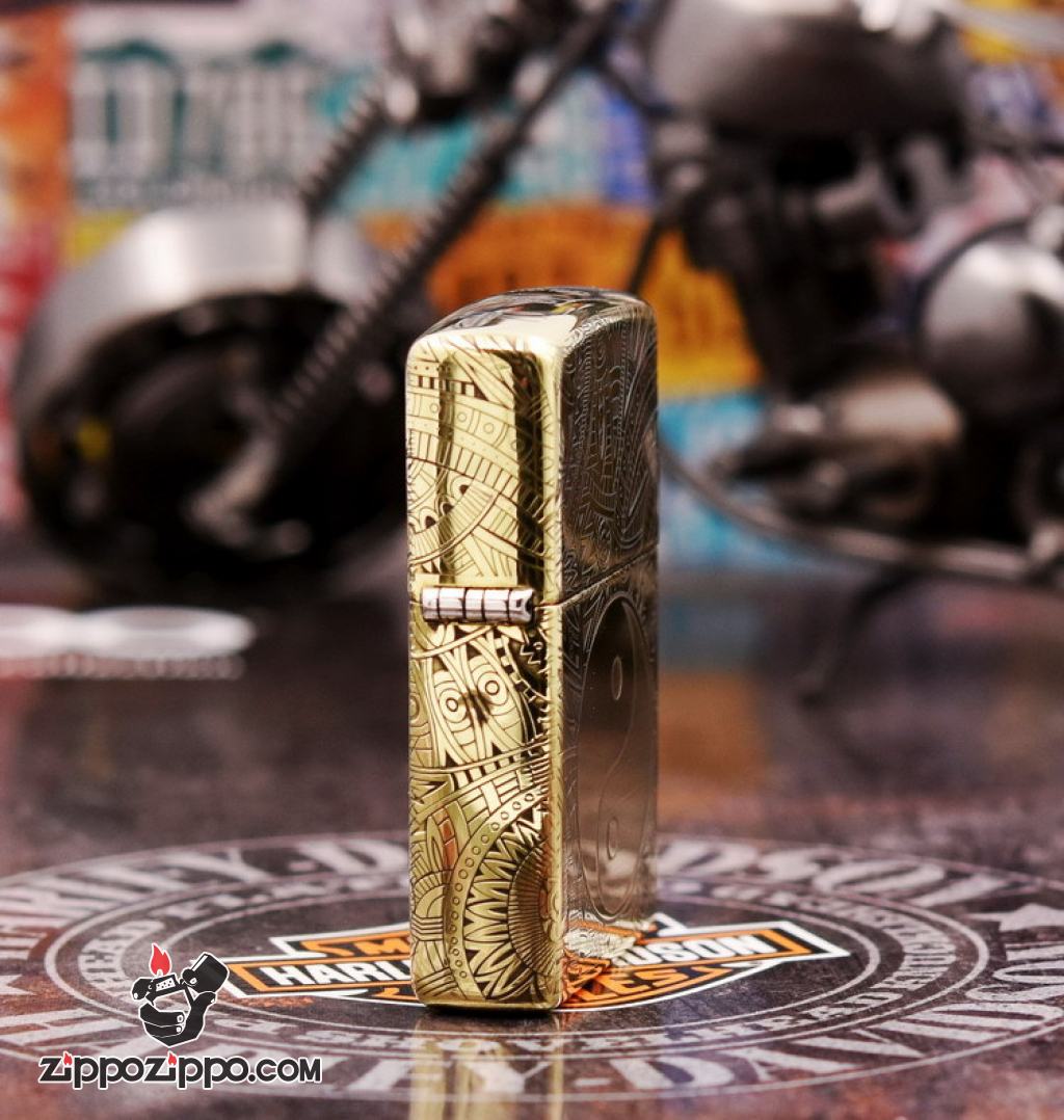 Bật Lửa Zippo Đồng Khắc Hoa Văn Bát Quái armor