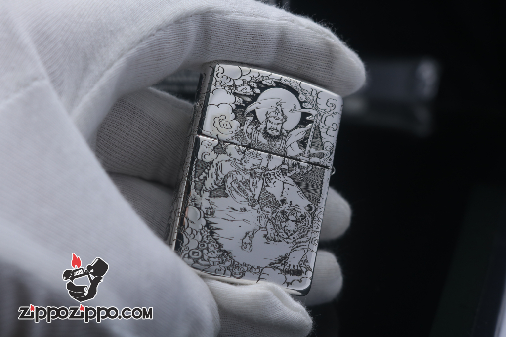 Bật Lửa Zippo Bạc Khối Cao Cấp Khắc Hình Quan Vân Trường Armor