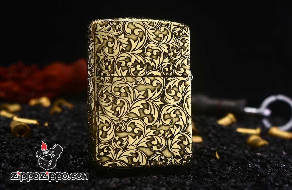 Bật lửa Zippo đồng vỏ dày armor khắc hoa văn Arabesque bản giới hạn