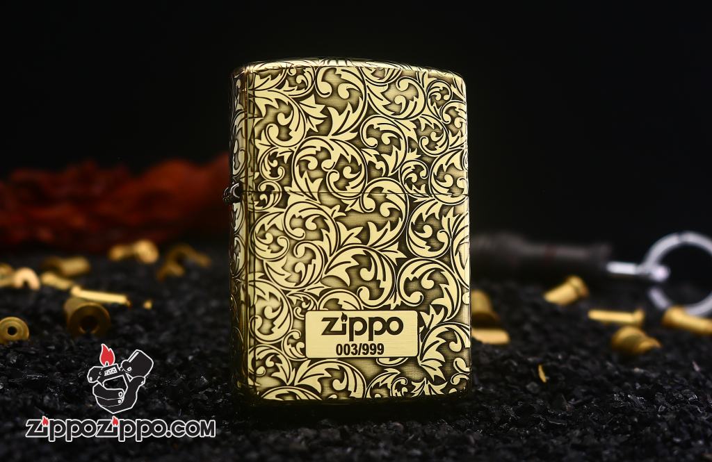 Bật lửa Zippo đồng vỏ dày armor khắc hoa văn Arabesque bản giới hạn