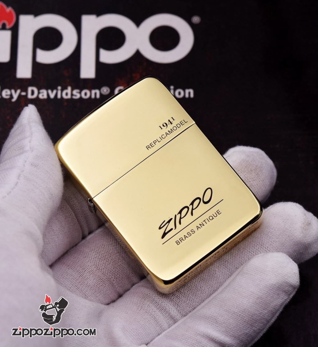 Bật Lửa Zippo Đồng Nguyên Khối Replica 1941 Khắc Logo Zippo