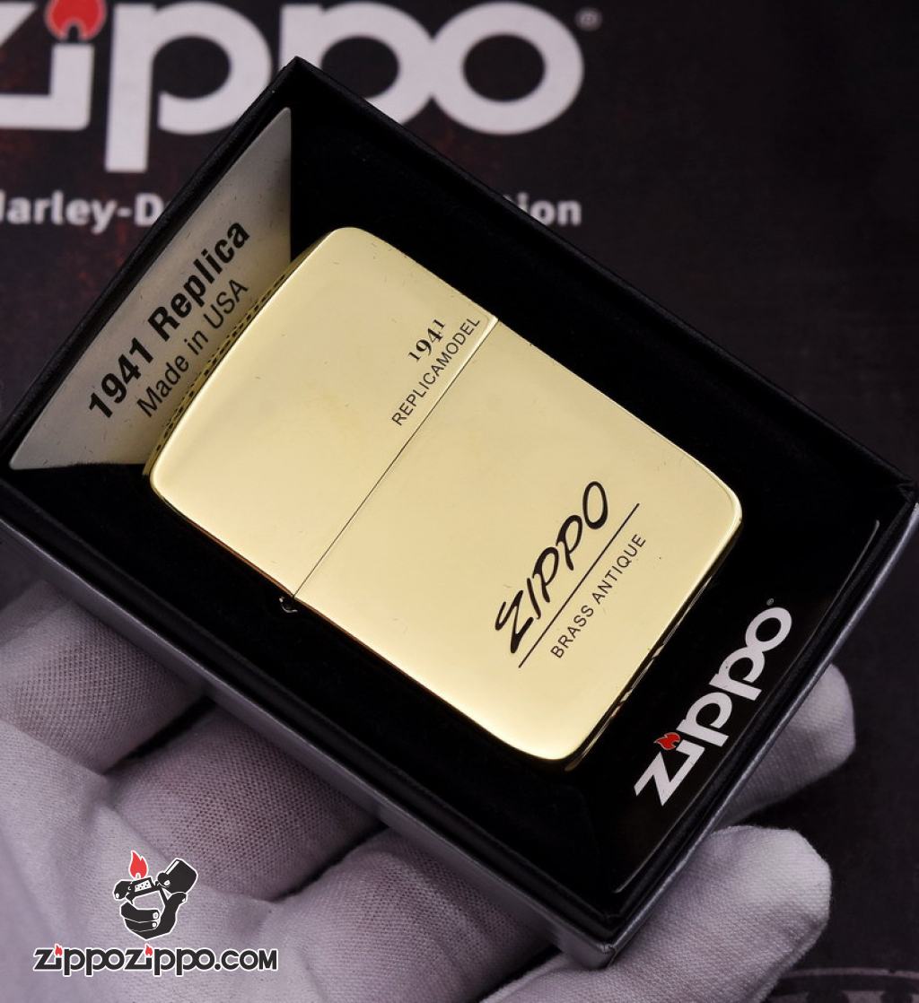 Bật Lửa Zippo Đồng Nguyên Khối Replica 1941 Khắc Logo Zippo