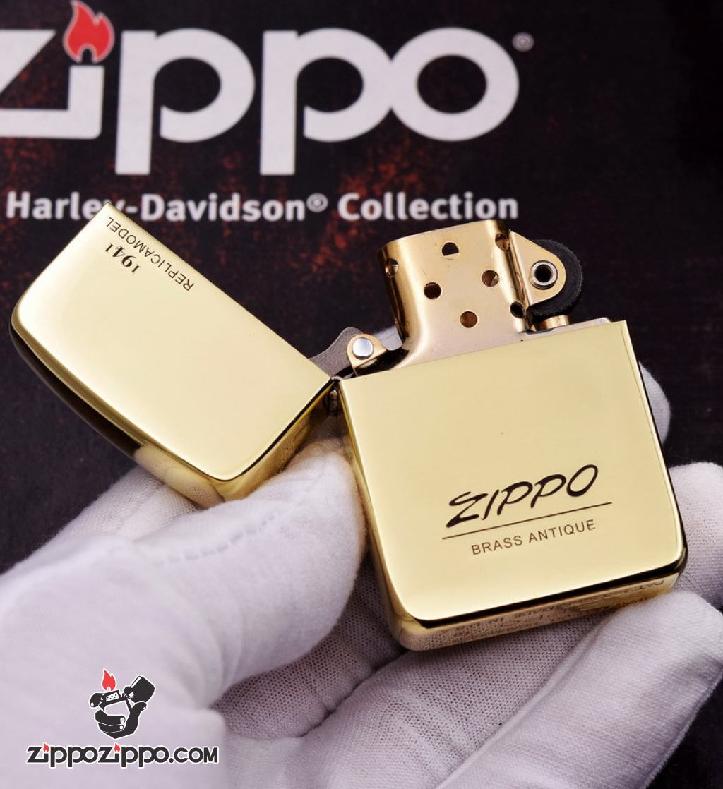 Bật Lửa Zippo Đồng Nguyên Khối Replica 1941 Khắc Logo Zippo