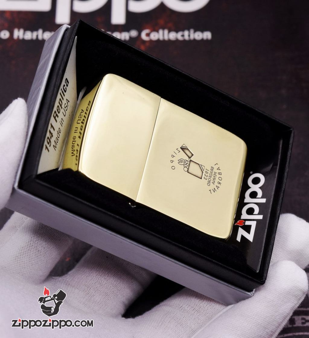 Bật Lửa Zippo Replica 1941 Đồng Nguyên Khối Khắc Logo Ngược