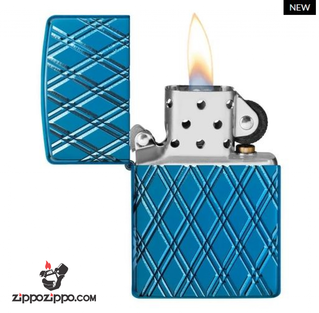 Zippo Armor khắc MultiCut hình ảnh chuỗi kim cương xanh