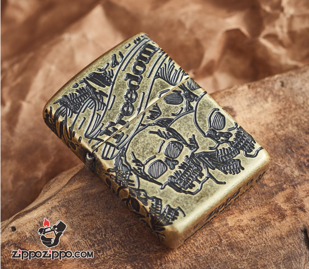 Zippo Armor đồng khối cắt khắc MultiCut 360 hình ảnh SKULL