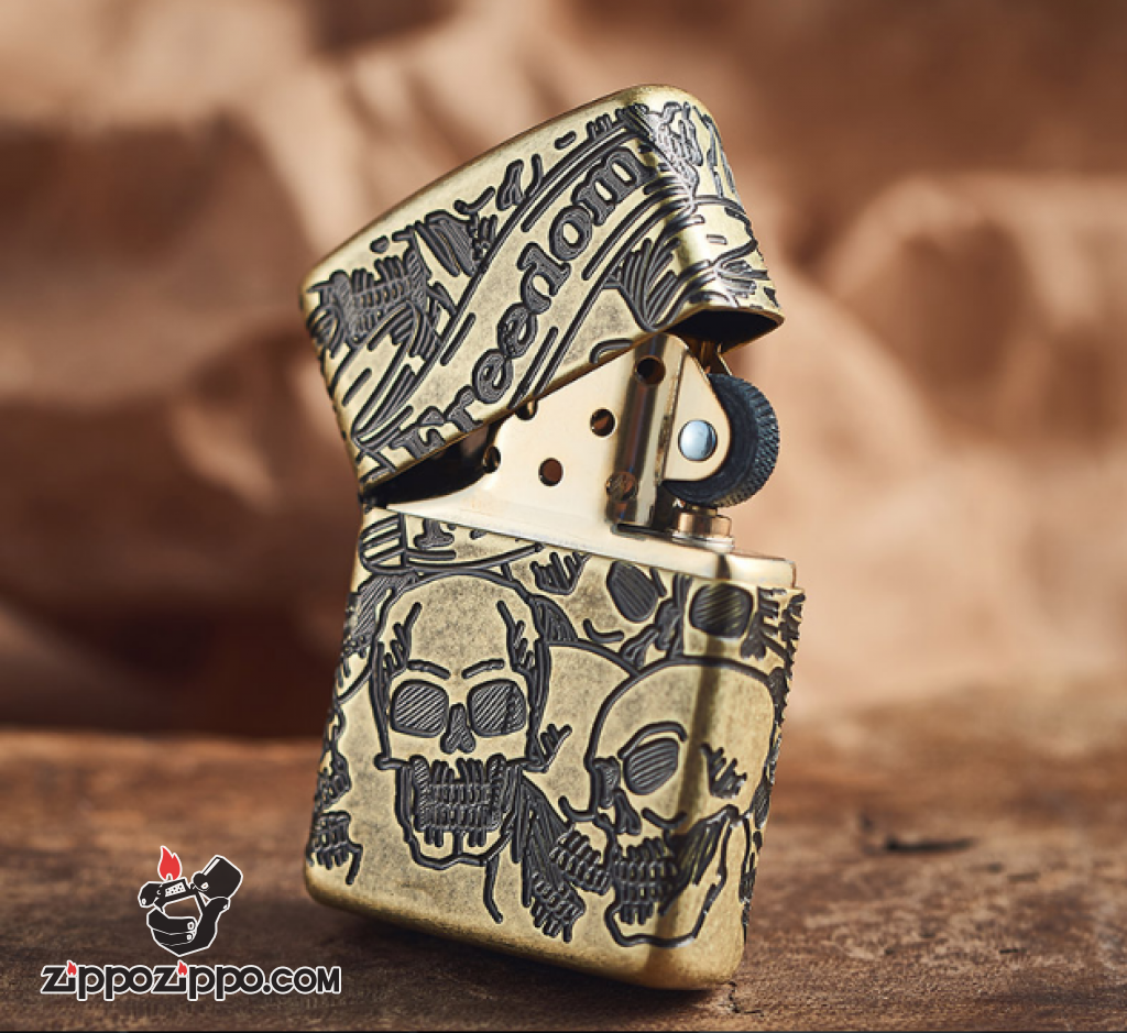 Zippo Armor đồng khối cắt khắc MultiCut 360 hình ảnh SKULL