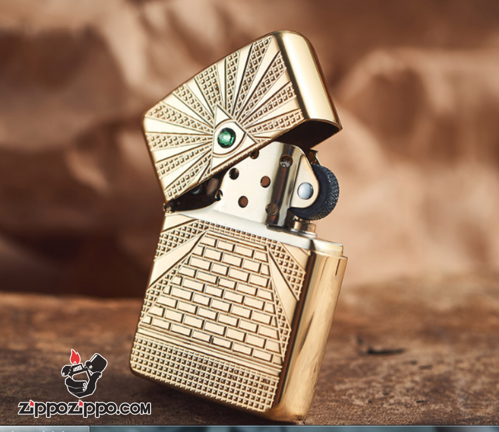 Zippo Armor khắc  biểu tượng của Kim tự tháp Ai Cập gắn Viên pha lê Swarovski