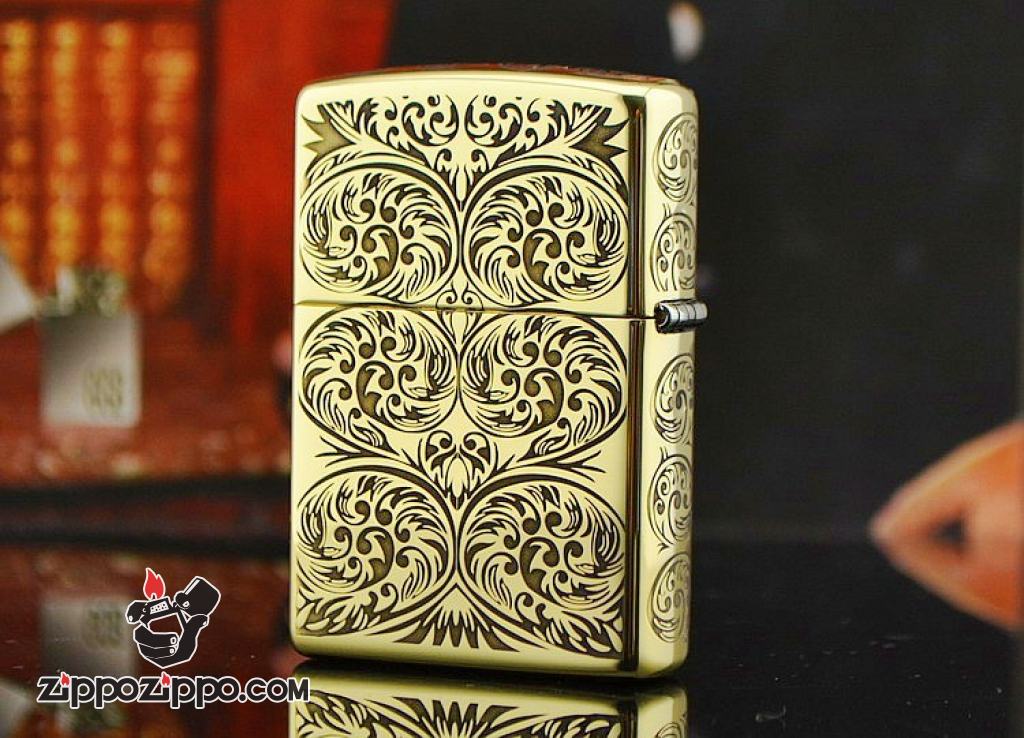 Bật lửa Zippo chính hãng đồng khắc hoa văn đối xứng