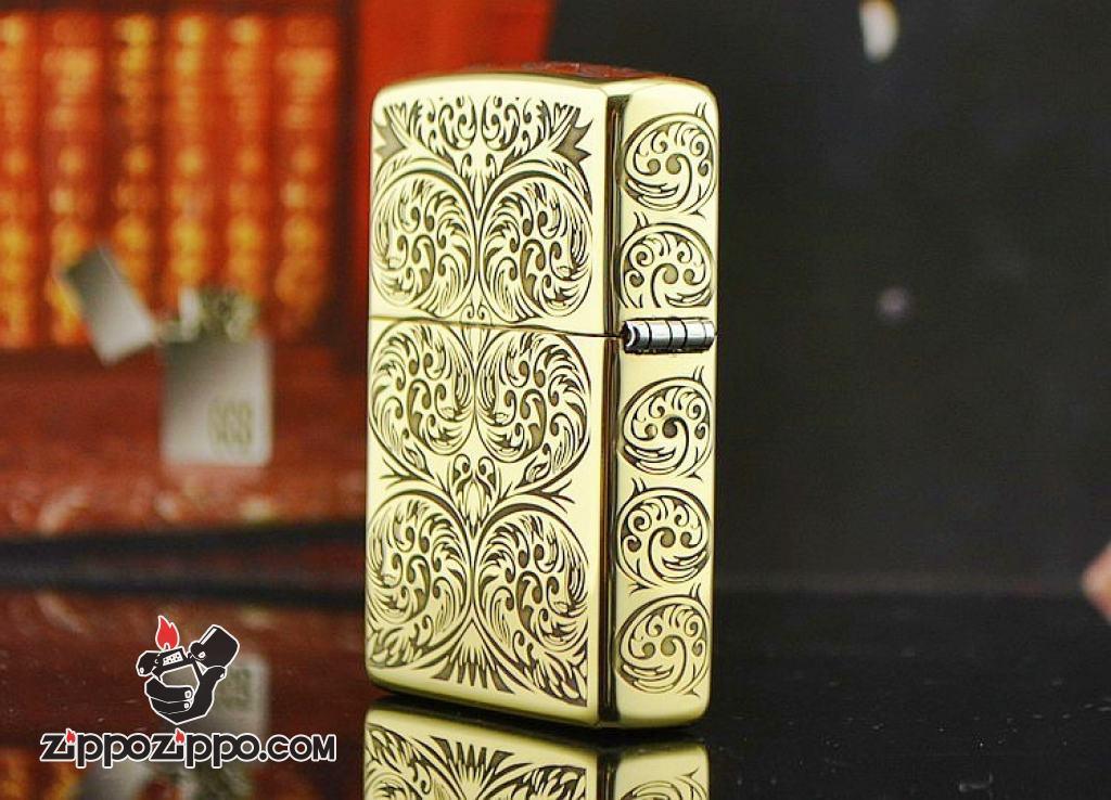 Bật lửa Zippo chính hãng đồng khắc hoa văn đối xứng