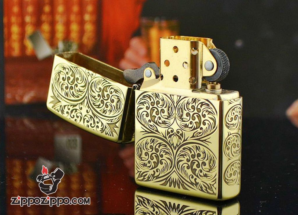 Bật lửa Zippo chính hãng đồng khắc hoa văn đối xứng