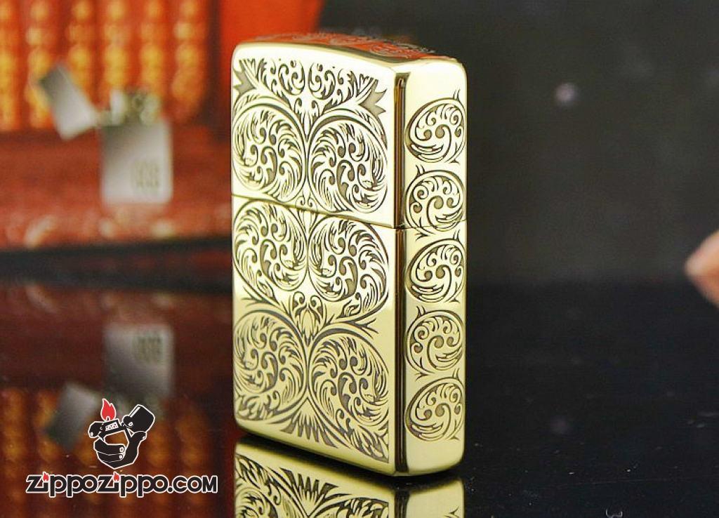 Bật lửa Zippo chính hãng đồng khắc hoa văn đối xứng