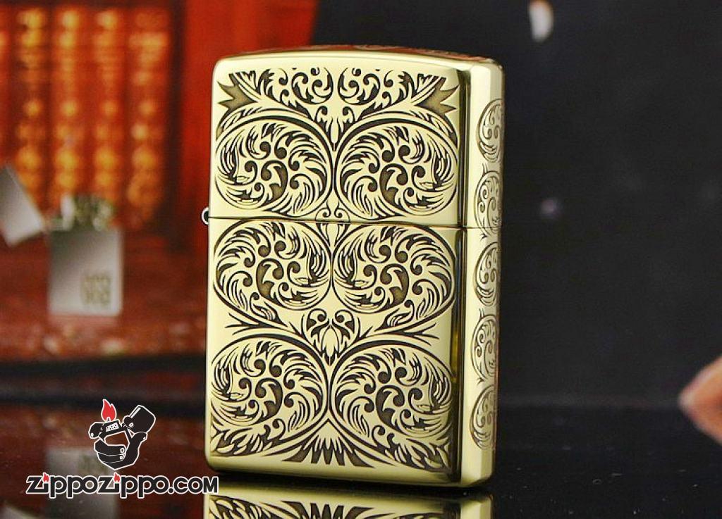 Bật lửa Zippo chính hãng đồng khắc hoa văn đối xứng