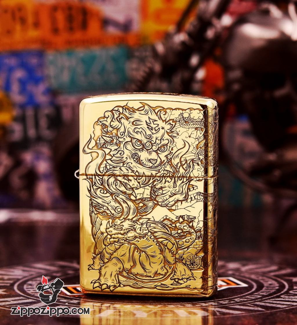 Bật Lửa Zippo đồng Khắc Hỏa Kỳ Lân