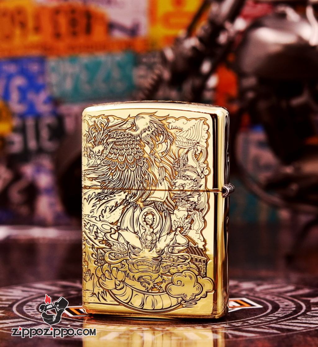 Bật Lửa Zippo đồng Khắc Hỏa Kỳ Lân