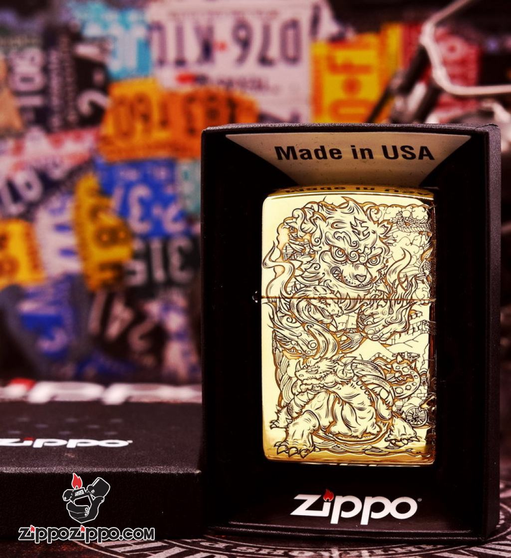 Bật Lửa Zippo đồng Khắc Hỏa Kỳ Lân