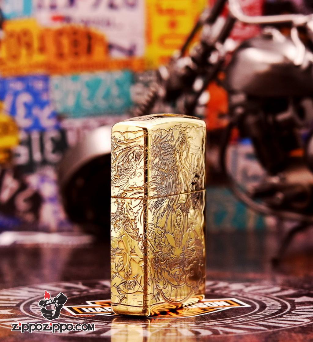 Bật Lửa Zippo đồng Khắc Hỏa Kỳ Lân