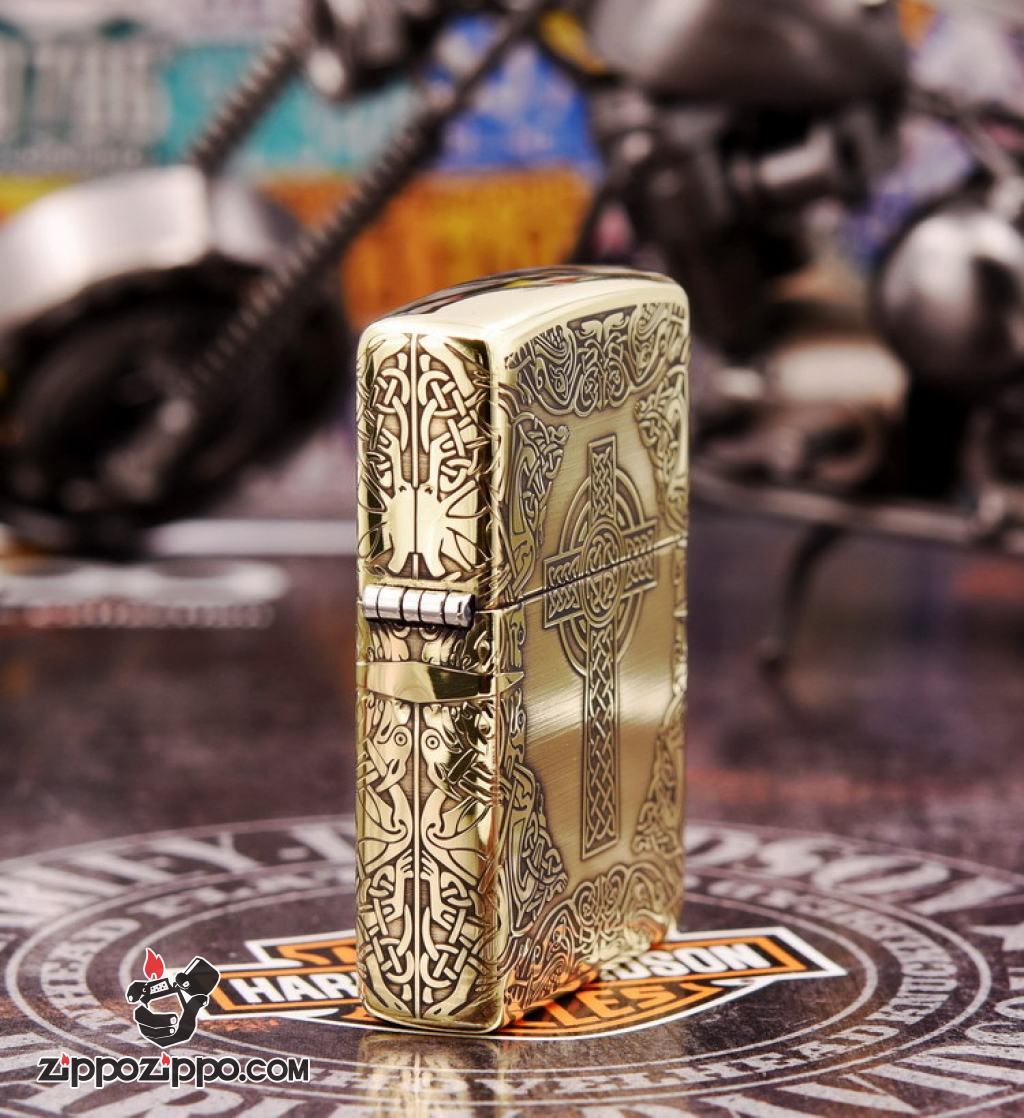 Zippo Chính Hãng Đồng Khắc Hình Chữ Thập Đế Chế La Mã