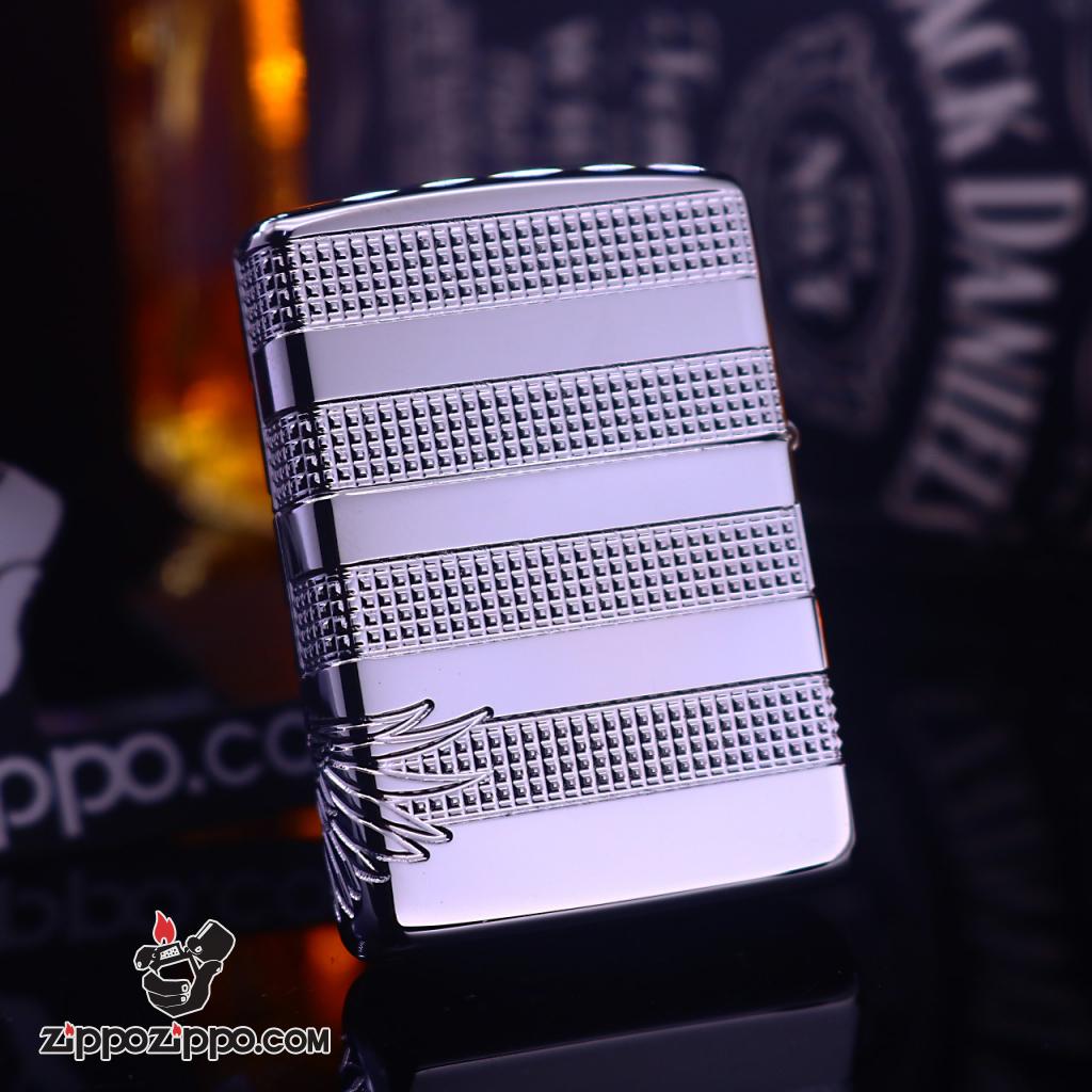 Zippo Armor khắc cao cấp 360 độ hình ảnh lá cờ Mỹ và đại bàng