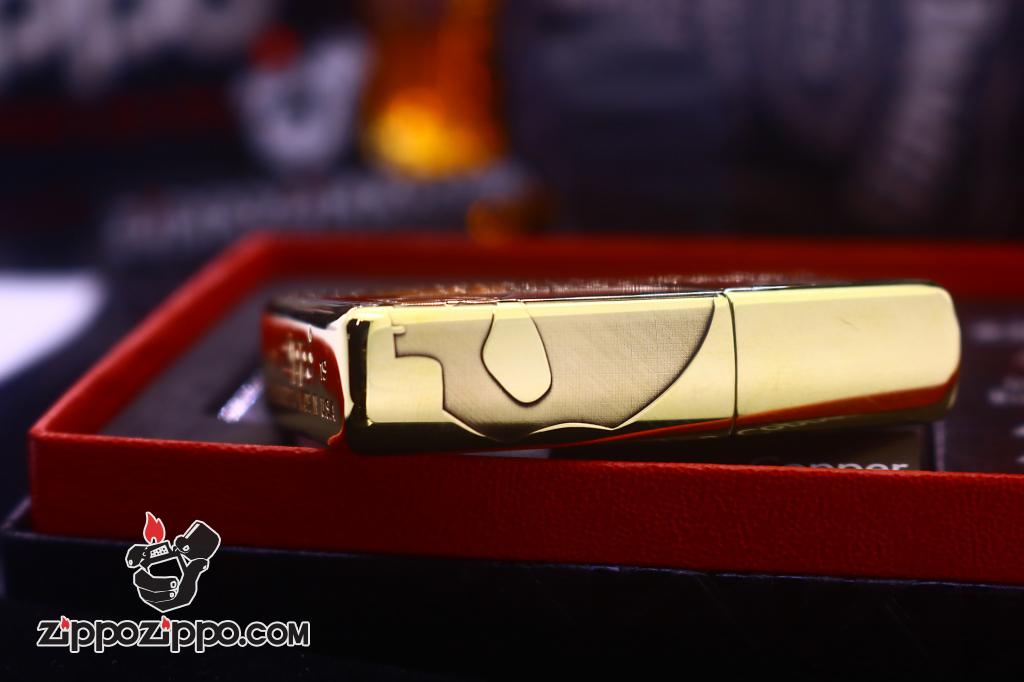 Bật lửa Zippo đồng khối khắc skull moto Harley Davidson Bản Amor