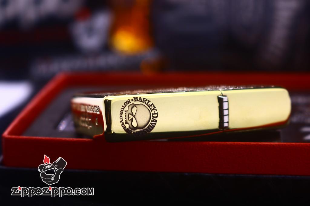 Bật lửa Zippo đồng khối khắc skull moto Harley Davidson Bản Amor