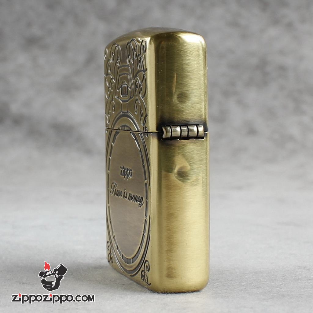 Bật Lửa Zippo Đồng Hồ Cổ Điển Màu đồng Cổ