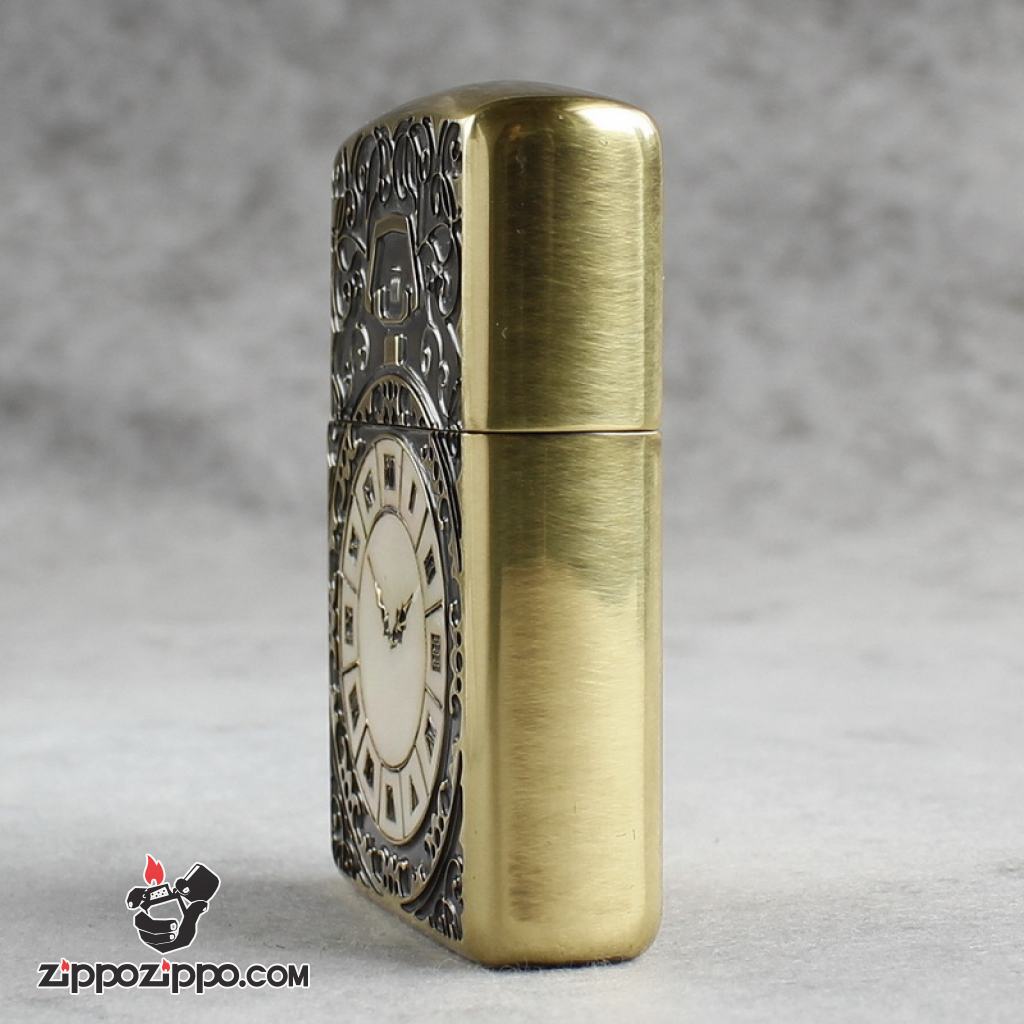 Bật Lửa Zippo Đồng Hồ Cổ Điển Màu đồng Cổ