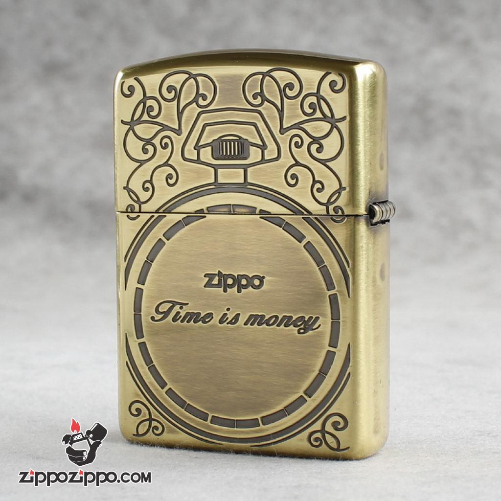 Bật Lửa Zippo Đồng Hồ Cổ Điển Màu đồng Cổ