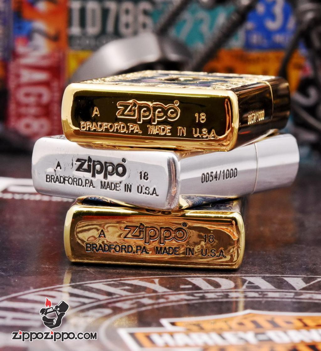 Bật Lửa Zippo Phiên Bản Giới Hạn Khắc Ô Khóa Mạ Bạc Khảm Trai