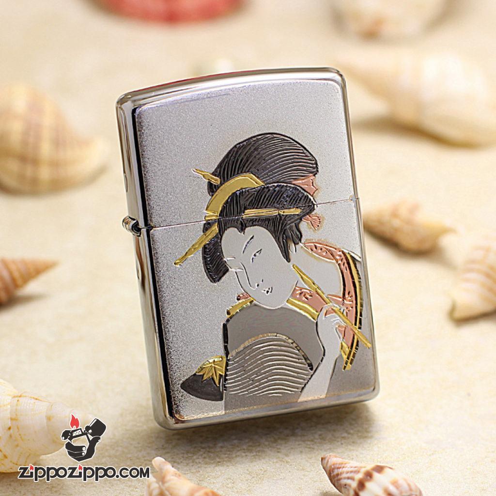 Bật Lửa Zippo Khắc Hình Cô Gái Nhật Bản Ukiyo-e geisha