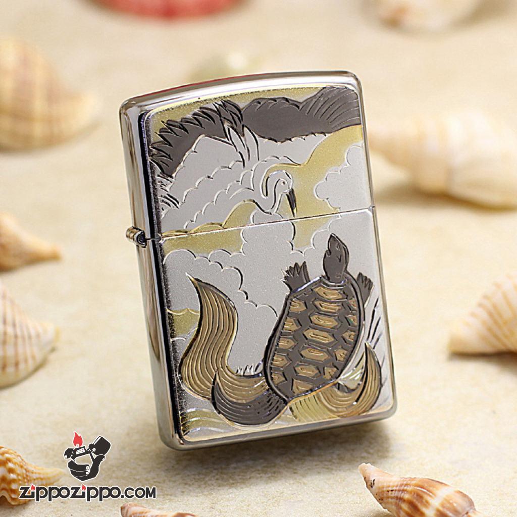 Bật Lửa Zippo Khắc Ông Rùa Vàng May Mắn