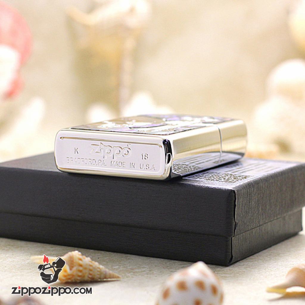 Bật Lửa Zippo Hình Vỏ Sọ Khảm Trai