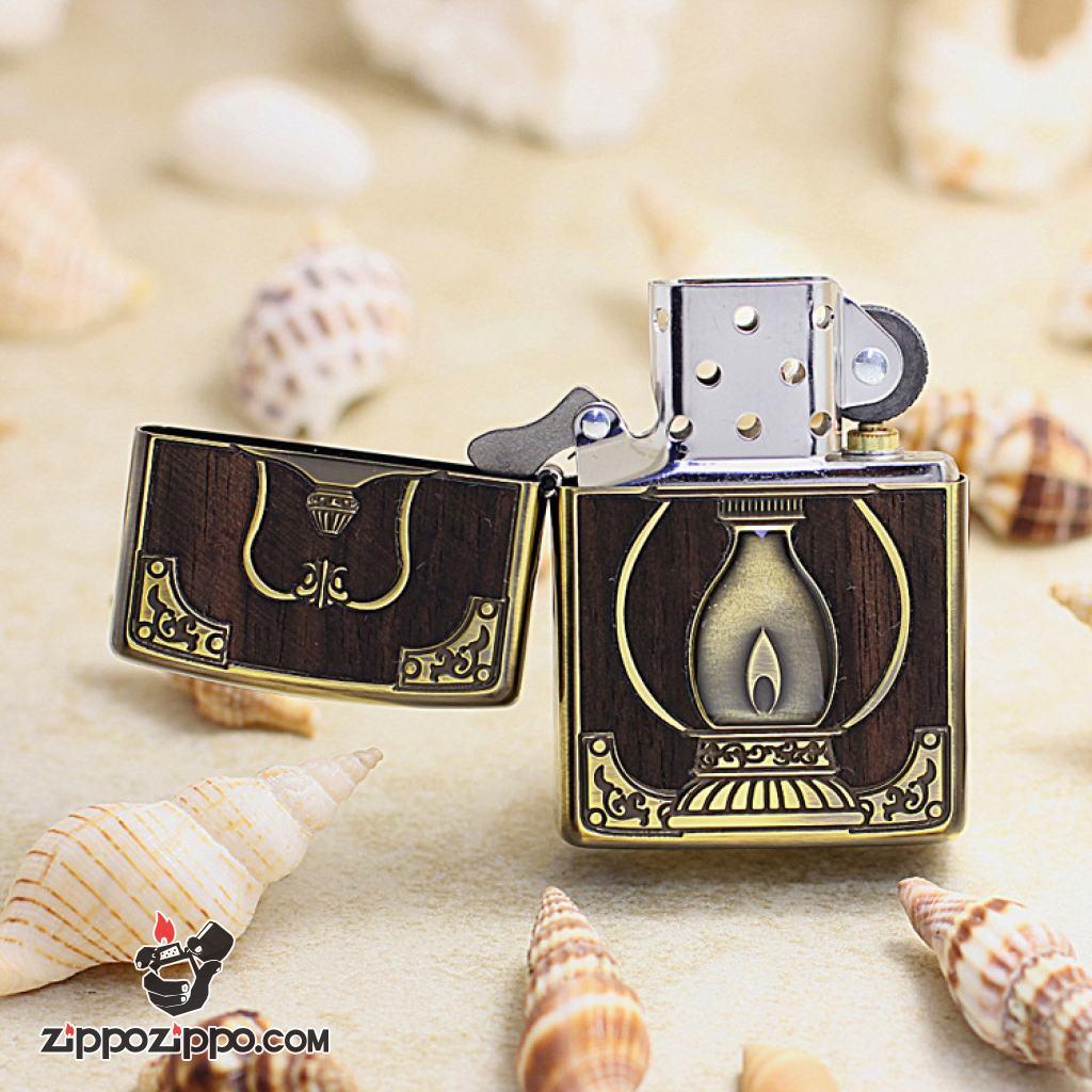 Bật Lửa Zippo Ốp Gỗ Chiếc Đèn Dầu Ma Thuật arabic