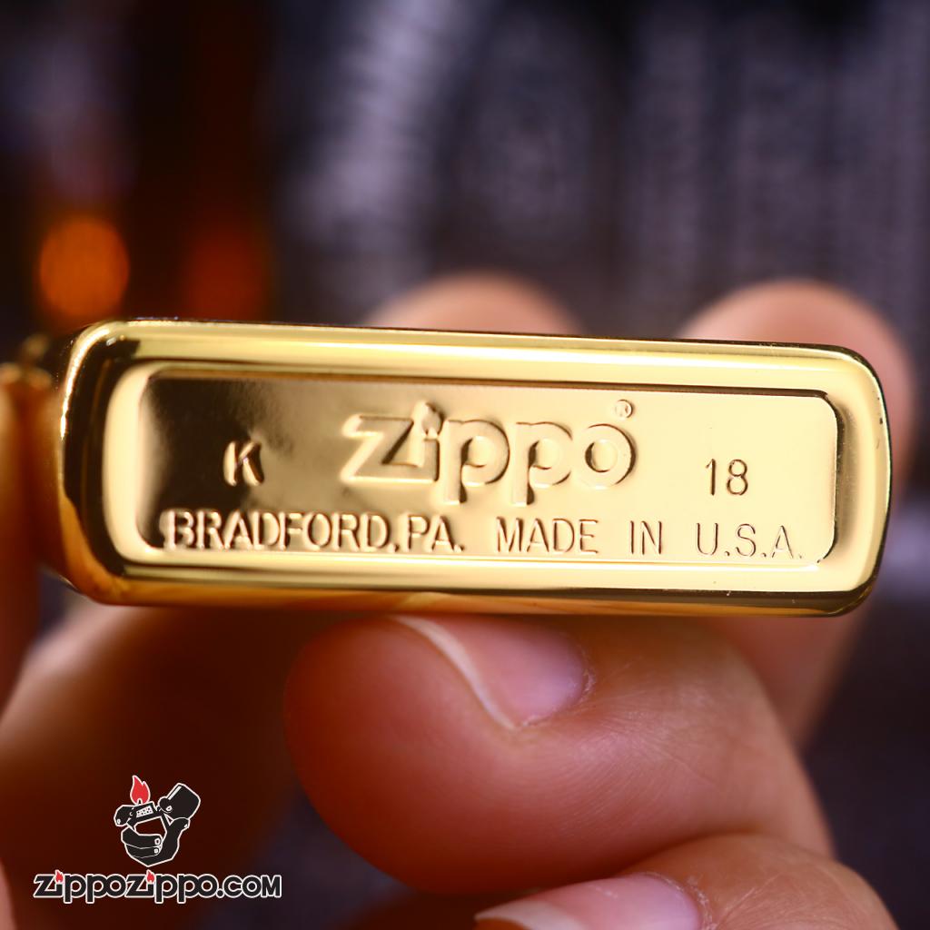 Bật Lửa Zippo Khắc Hình cá Uốn Tròn Dưới Nước Xung Quanh Khảm Trai Màu vàng