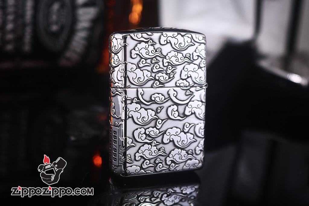 Zippo Bạc Nguyên Khối Cao Cấp Khắc Hình Rồng May Mắn Ôm Ngọc Phiên Bản Giới Hạn