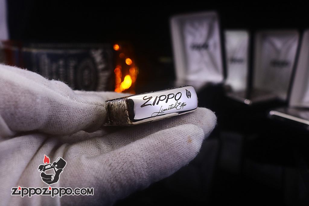 Zippo Bạc Nguyên Khối Cao Cấp Khắc Hình Rồng May Mắn Ôm Ngọc Phiên Bản Giới Hạn