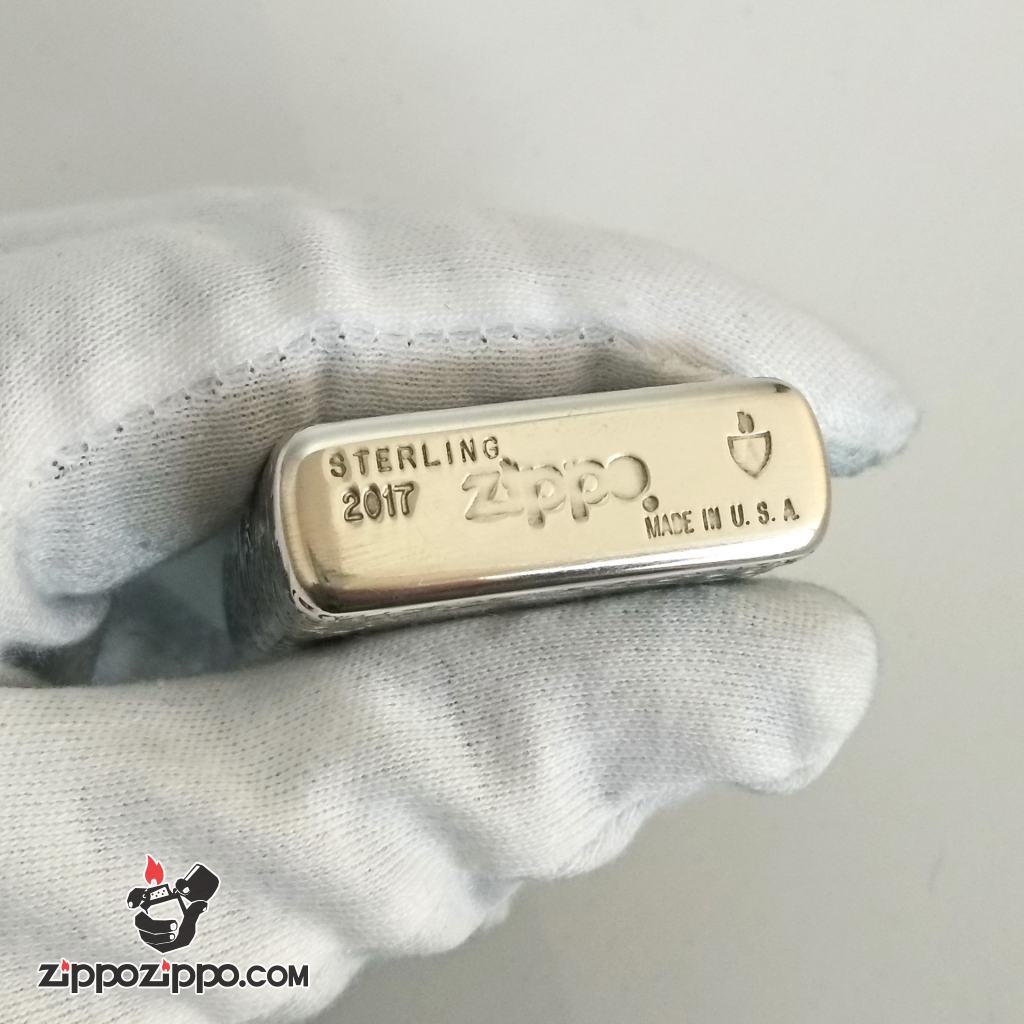 Bật Lửa Zippo Bạc Nguyên Khối Cao Cấp Khắc Bát Quái Âm Dương Armor