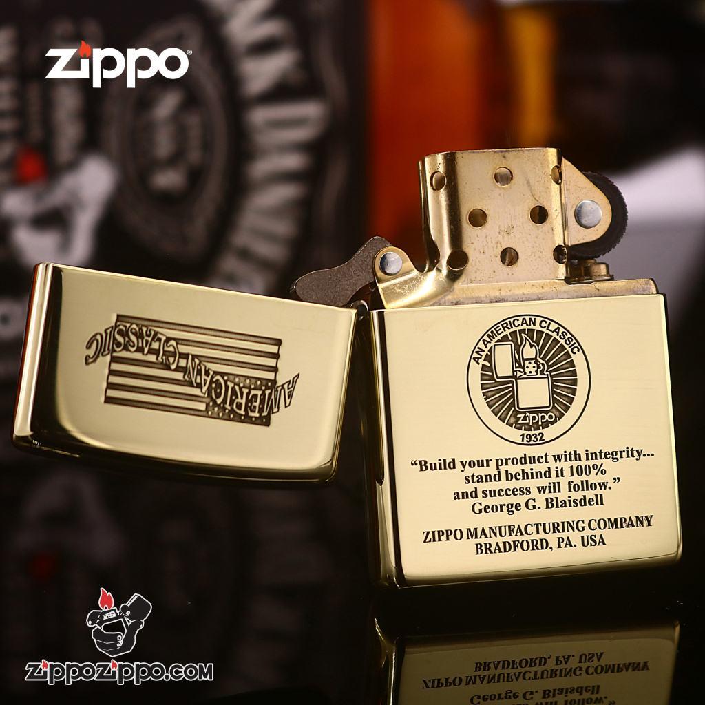 Zippo Đồng Nguyên Khối Khắc AMERICAN CLASSIC Ver.7