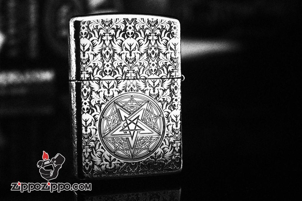 Bật Lửa Zippo Bạc Khối Cao Cấp Khắc Hình Lễ Quỷ Bản Vỏ Dầy Armor