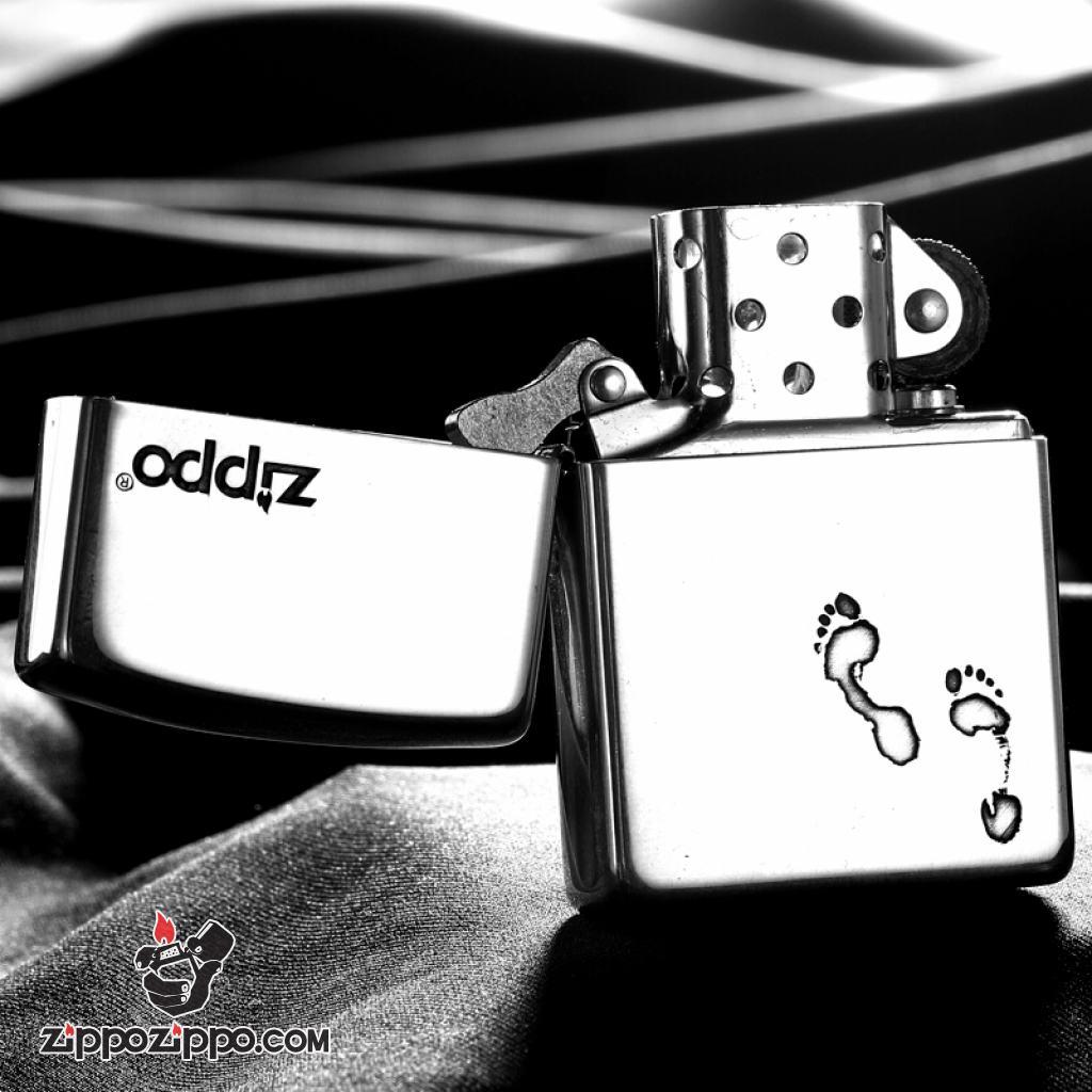 Bật Lửa Zippo Bạc Nguyên Khối Cao Cấp Khắc Dấu Chân Vỏ Dầy Bản Armor