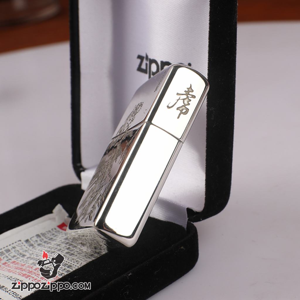 Bật Lửa Zippo Bạc Nguyên Khối Cao Cấp Khắc Chúa Sơn Lâm Vỏ Dầy Bản Armor