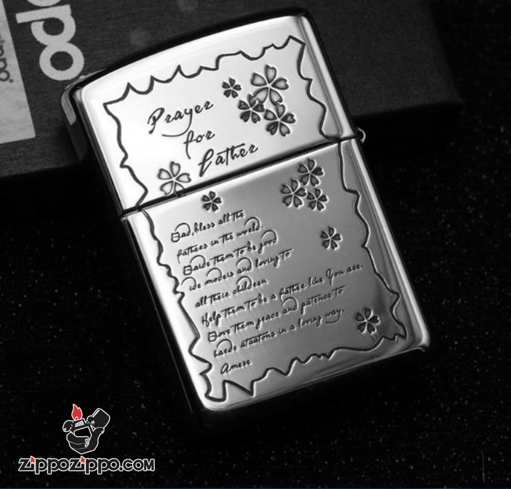 Bật Lửa Zippo Bạc Nguyên Khối Cao Cấp Khắc Father's Day Vỏ Dầy Bản Armor