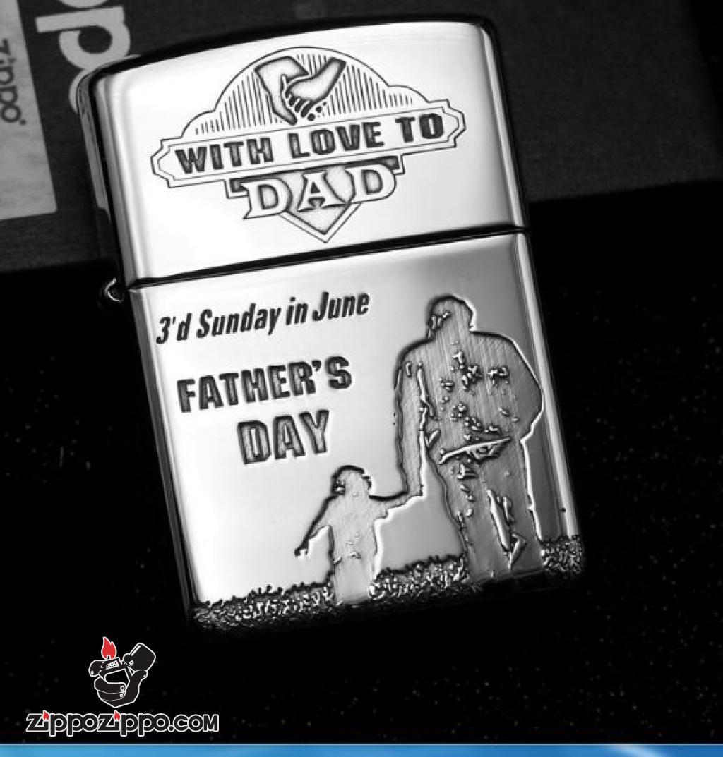 Bật Lửa Zippo Bạc Nguyên Khối Cao Cấp Khắc Father's Day Vỏ Dầy Bản Armor