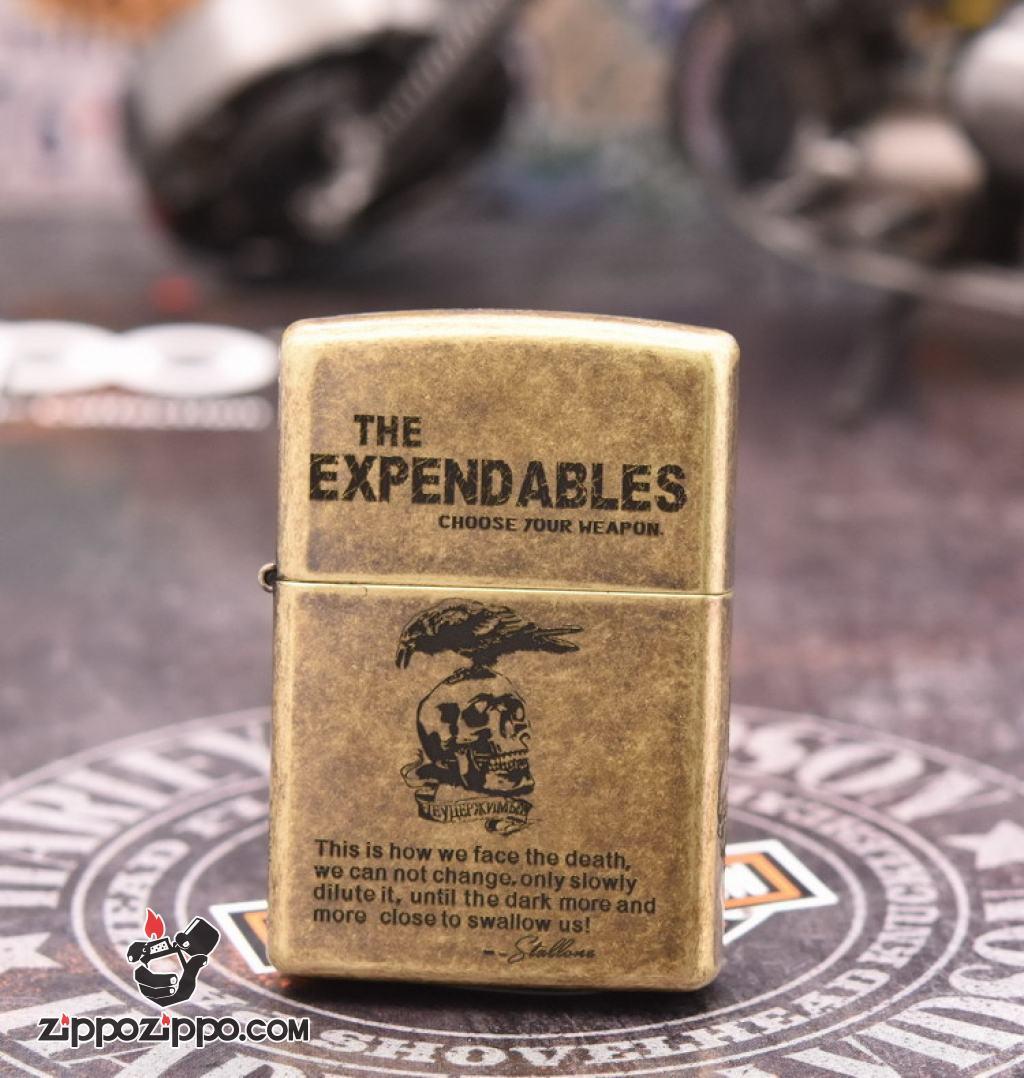 Bật Lửa Zippo Mạ Antique Brass Khắc The Expendables