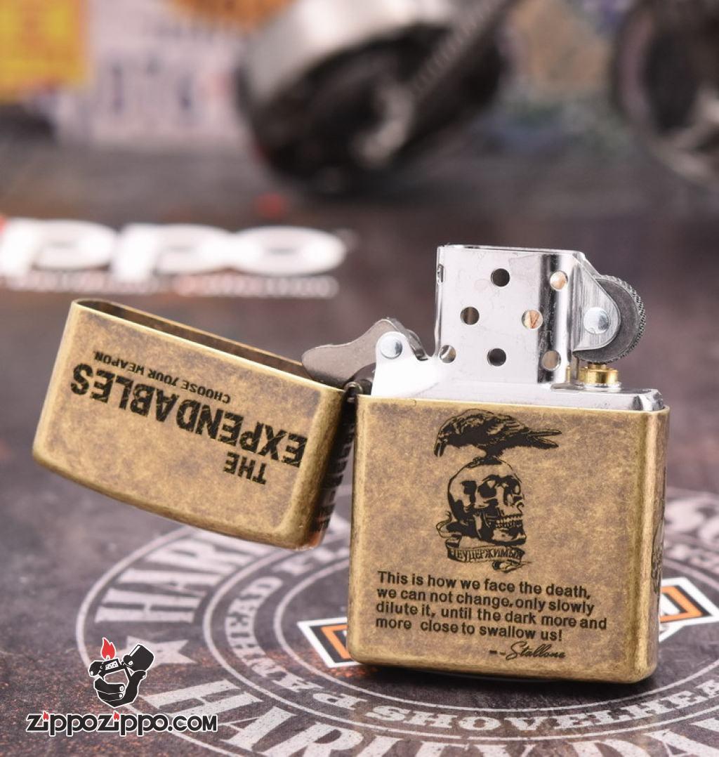 Bật Lửa Zippo Mạ Antique Brass Khắc The Expendables