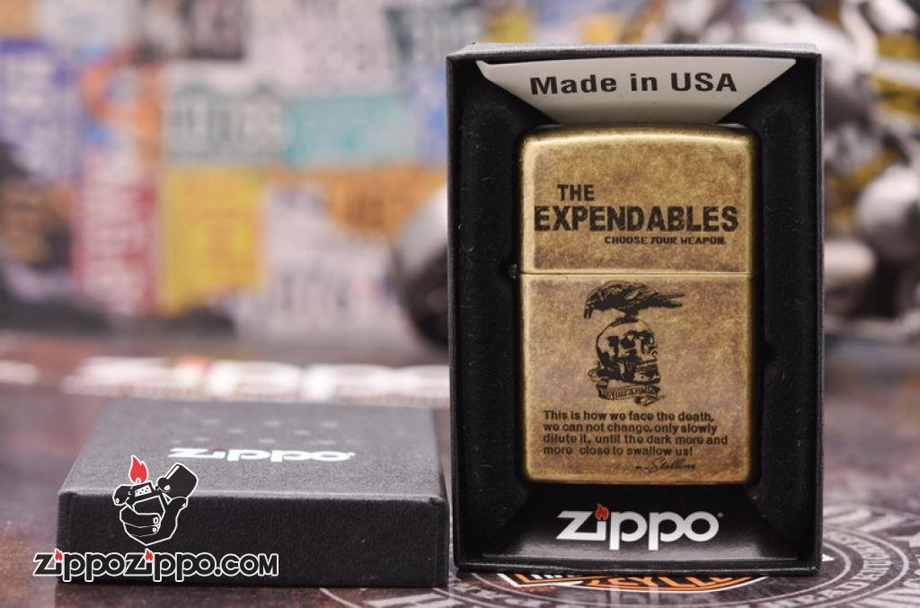 Bật Lửa Zippo Mạ Antique Brass Khắc The Expendables