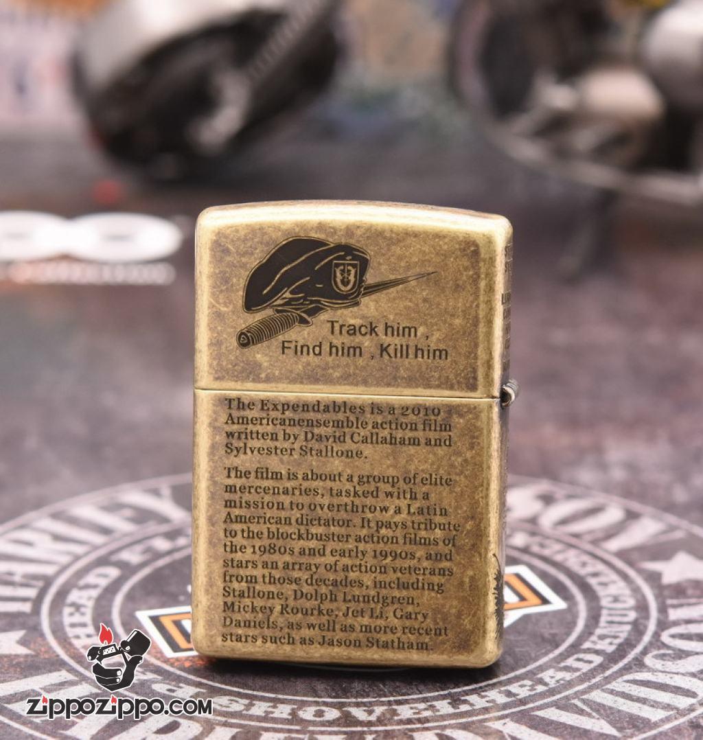 Bật Lửa Zippo Mạ Antique Brass Khắc The Expendables