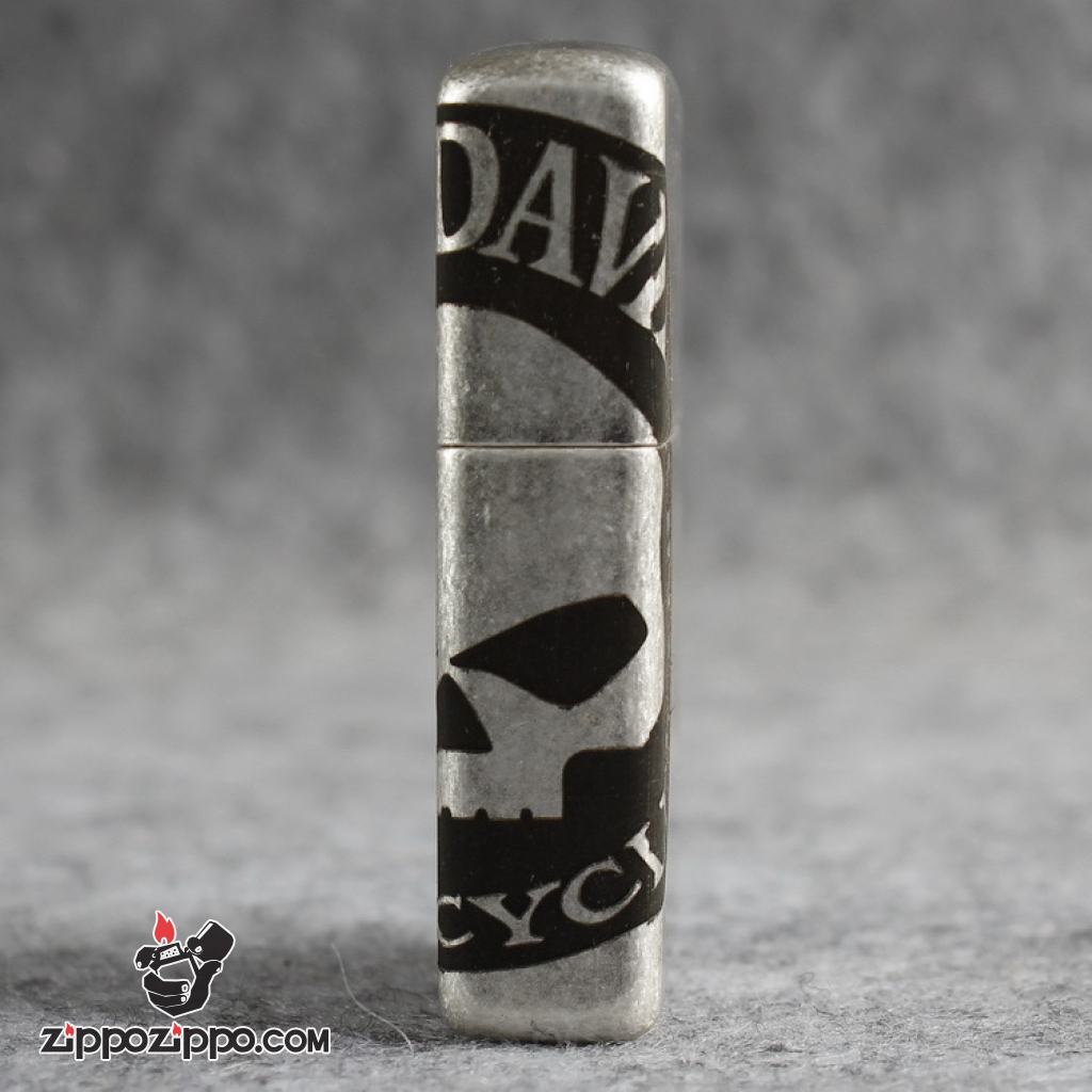 Bật lửa Zippo Chính Hãng Khắc Harley-Davidson Moto Mạ Antique Silver