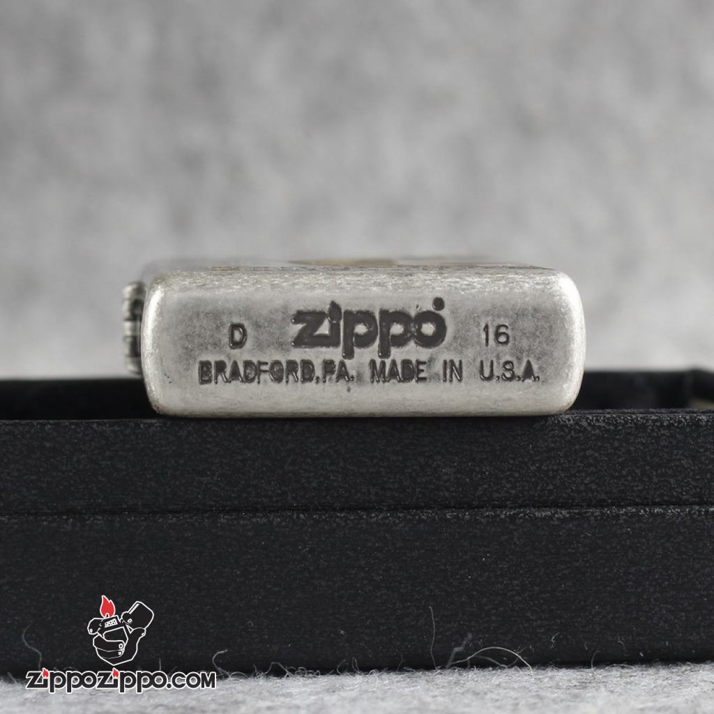 Bật lửa Zippo Chính Hãng Khắc Harley-Davidson Moto Mạ Antique Silver