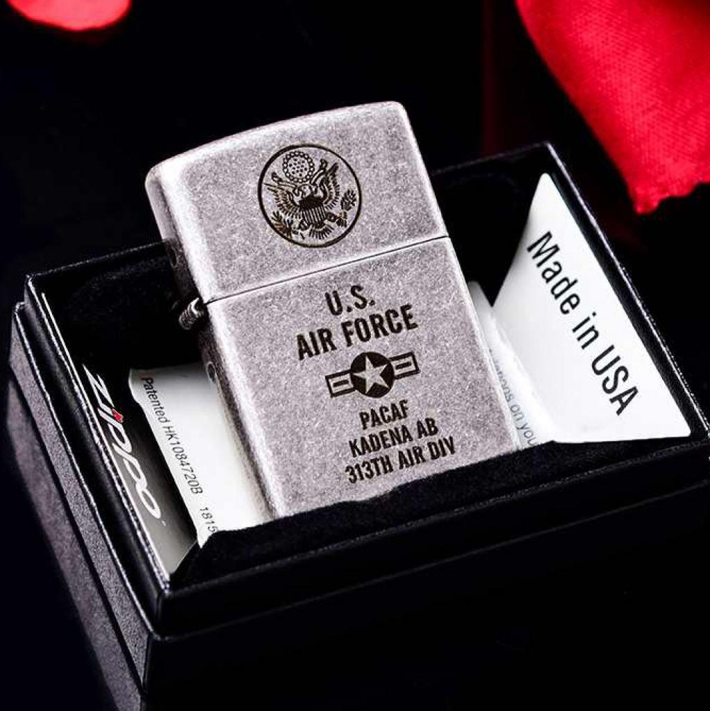 Bật Lửa Zippo Chính Hãng Khắc Quân Đội U.S AIR FORCE Mạ Antique Silver